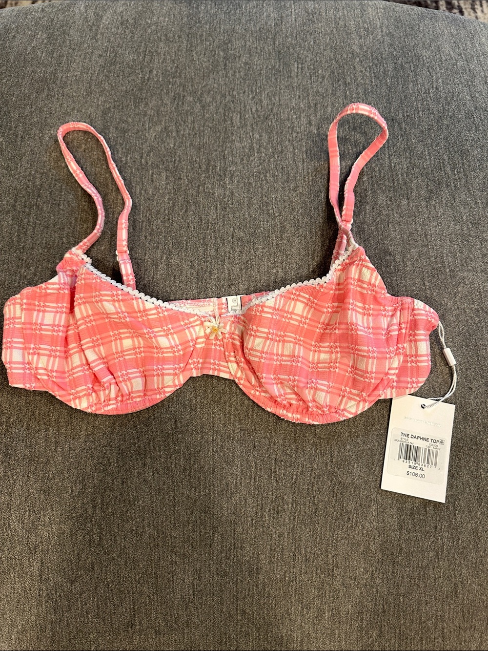 Solid & Striped Daphne bikini top pink gingham
